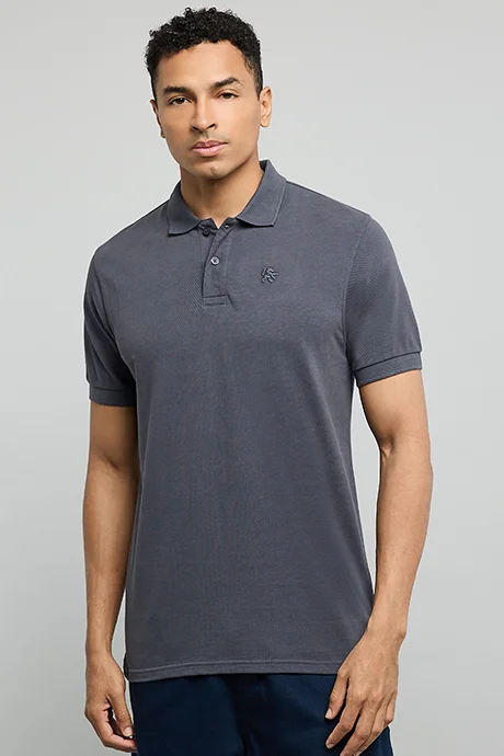 R&B Logo Embroidered Polo T-Shirt with Short Sleeves