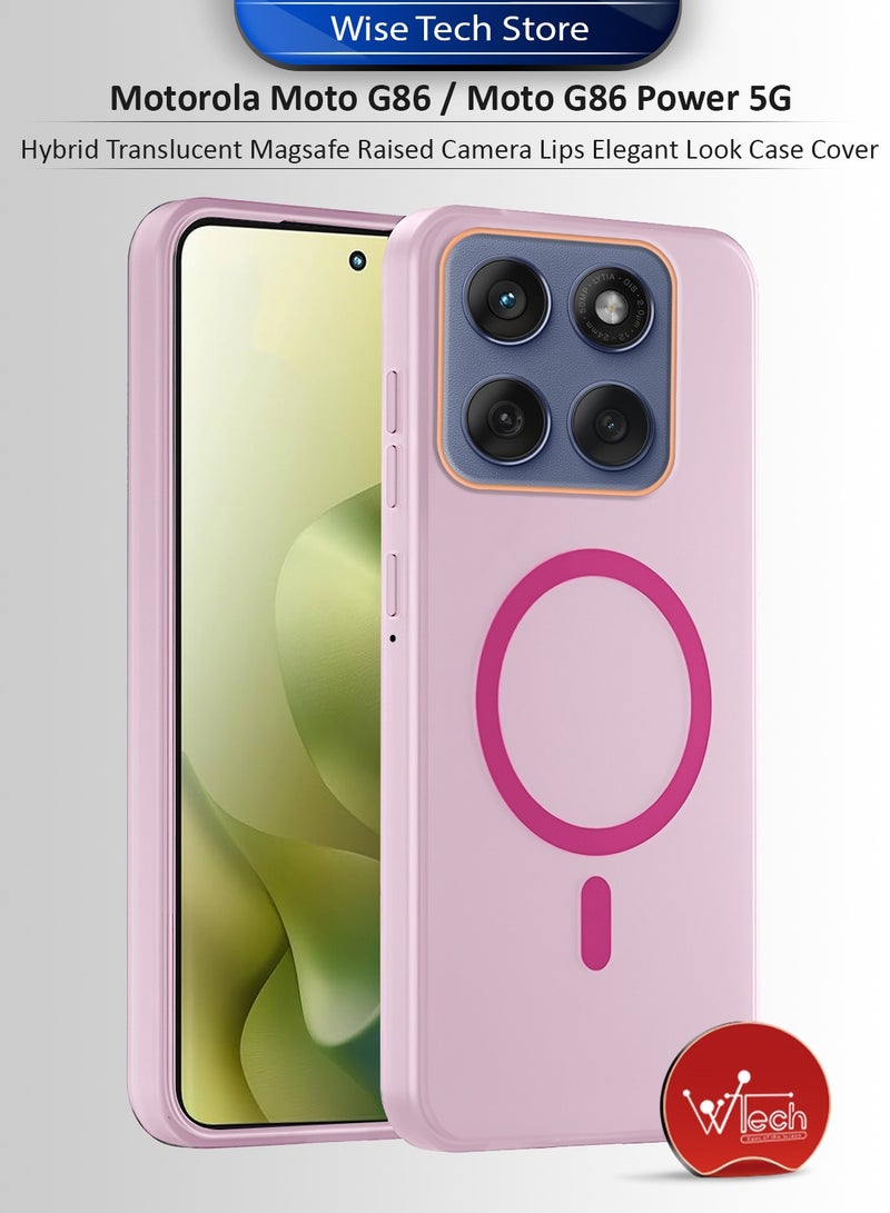 Wtech Motorola Moto G86 / Moto G86 Power 5G 2025 Hybrid Translucent Magsafe with Magnetic Charging Raised Camera Lips Elegant Look Case Cover (MCMPMN) - Baby Pink - Image 1