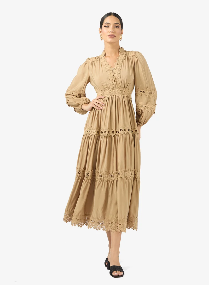 Dress With Tiered Lace Inserts