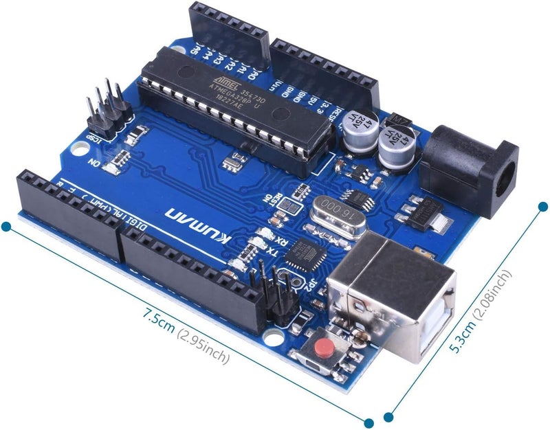 Kuman UNO R3 Board ATmega328P with USB Cable for Arduino - Compatible With Arduino UNO R3 Mega 2560 Nano Robot for Arduino IDE AVR MCU Learner K53, Blue - Image 2