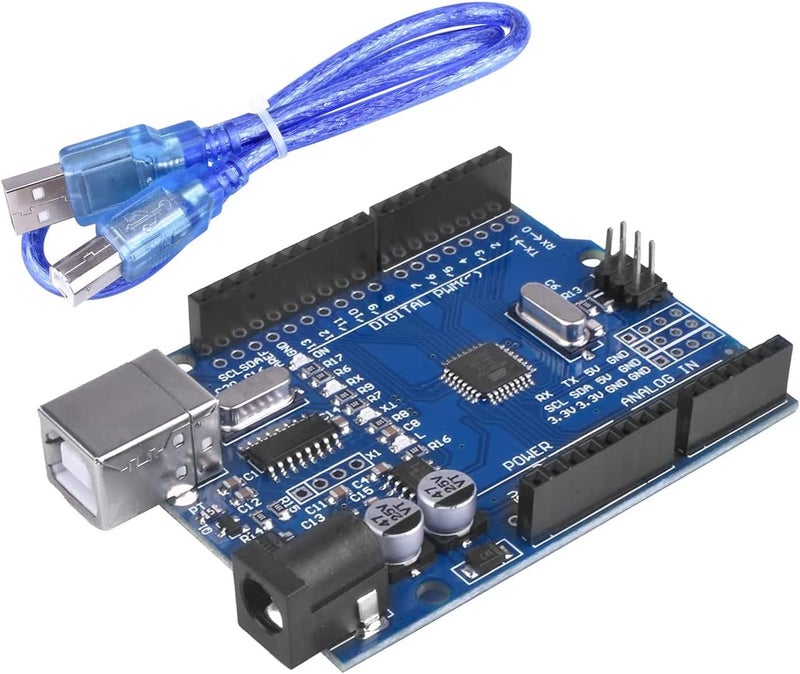 Kuman UNO R3 Board ATmega328P with USB Cable for Arduino - Compatible With Arduino UNO R3 Mega 2560 Nano Robot for Arduino IDE AVR MCU Learner K53, Blue - Image 1