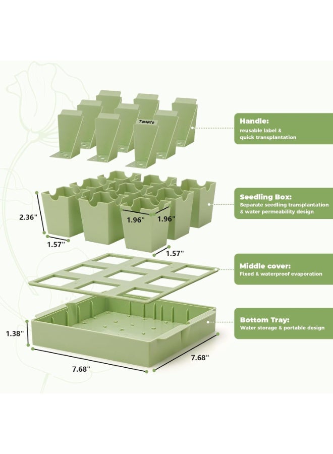Bukela Seed Starter Tray, Dual-Purpose Handles for Transplanting & Labeling, 9 Deep 2.3 in Cells, Extra-Thick Reusable Germination Kit, for Indoor, Outdoor & Greenhouse Use - Image 2