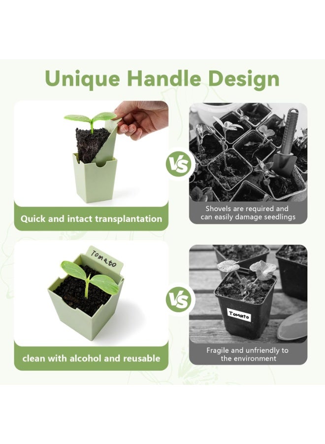 Bukela Seed Starter Tray, Dual-Purpose Handles for Transplanting & Labeling, 9 Deep 2.3 in Cells, Extra-Thick Reusable Germination Kit, for Indoor, Outdoor & Greenhouse Use - Image 4