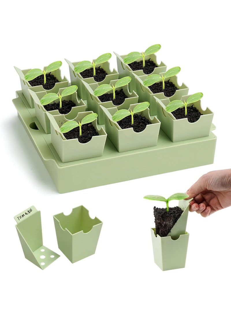Bukela Seed Starter Tray, Dual-Purpose Handles for Transplanting & Labeling, 9 Deep 2.3 in Cells, Extra-Thick Reusable Germination Kit, for Indoor, Outdoor & Greenhouse Use - Image 1