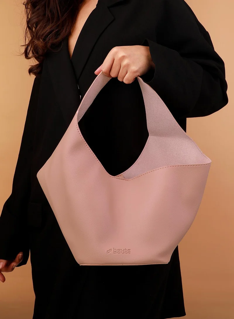 Haute Sauce Solid Magnet Lock Regular Vegan Leather Hand Bag For Women