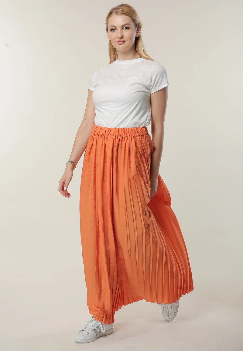 Moistreet Pleated High Waist Maxi Skirt