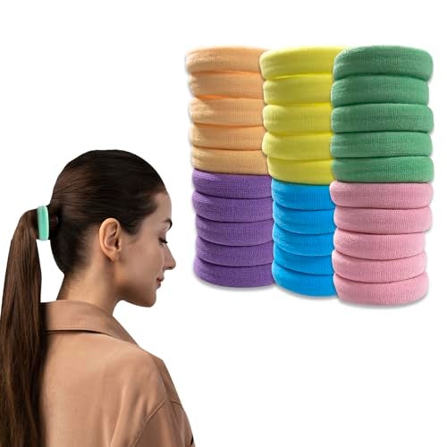 TEMPERIA (30 Pcs) Hair Band for Women & Girls - Ultra Premium Rubber Band - Elastic Ponytail Hairband Ties Accessories - Light Random Colours (DN02) - Image 1