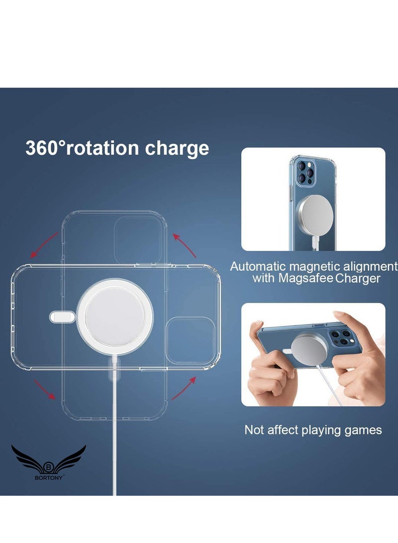 BORTONY Clear Magnetic Case for iPhone 14 Pro Max Compatible with Magsafe Card Wallet & Wireless Chager, Screen & Camera Protection Shockproof Magsafe Cover for Apple iPhone 14 Pro Max - Image 5