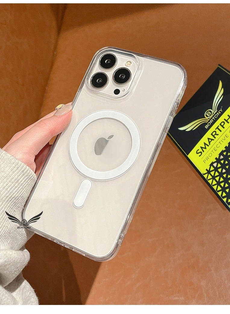 BORTONY Clear Magnetic Case for iPhone 14 Pro Max Compatible with Magsafe Card Wallet & Wireless Chager, Screen & Camera Protection Shockproof Magsafe Cover for Apple iPhone 14 Pro Max - Image 4