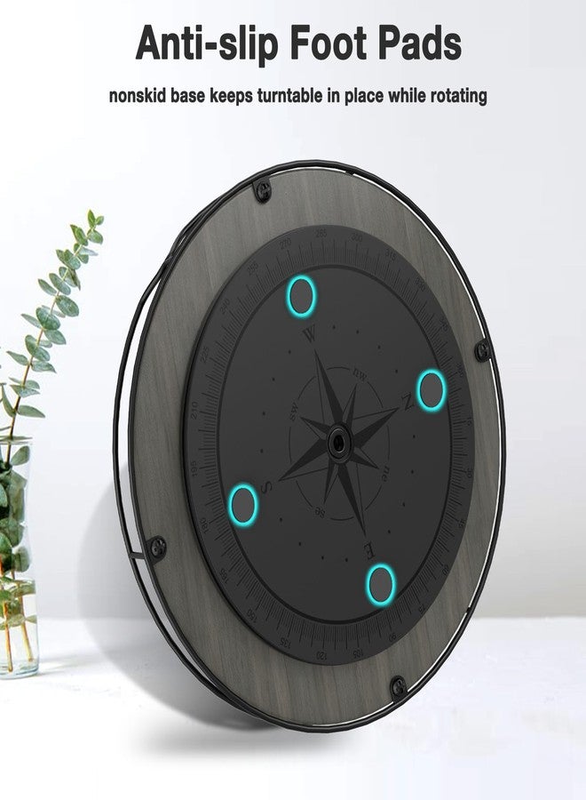 AXTEE Lazy Susan Turntable Organizer with Anti-Slip Mat for Cabinet Pantry Kitchen Countertop Refrigerator Office, Pine Wood, 12", Grey - Image 3