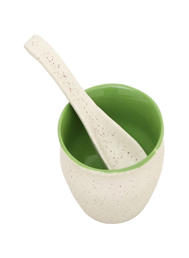 Telver Ceramic Soup Bow with Spoon, 300ml Pack of 6 Multi Colour - Image 2