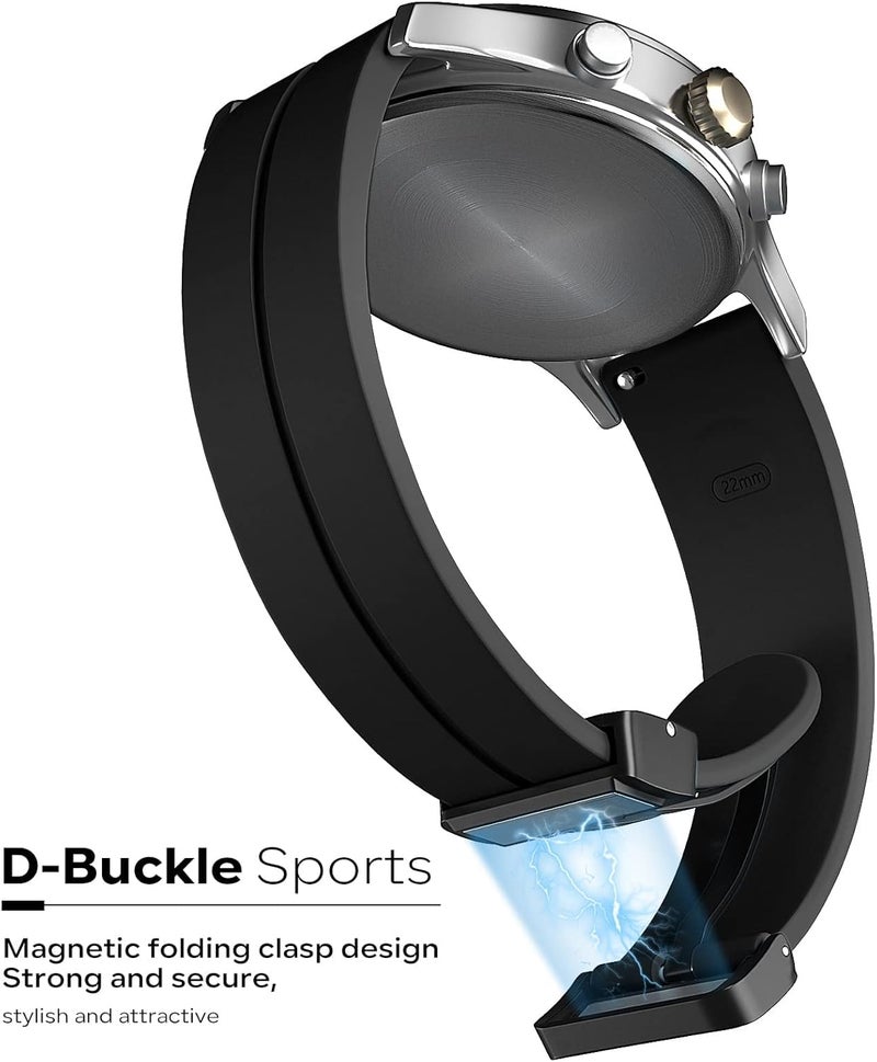 CERLINK 22MM Silicone Strap with Folding Magnetic Lock for Samsung Galaxy Watch 3 45mm/Galaxy Watch 46mm/Gear S3 Classic/Frontier & All 22mm Smart Watches Pack-4 (Black,Grey,Green,Navy) - Image 2