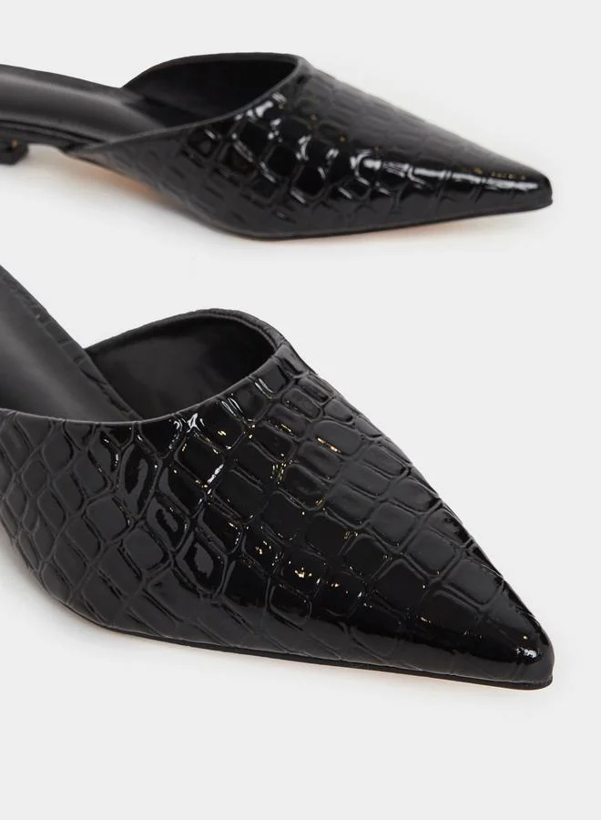 Styli Styli Textured Pointed Toe Slip-On Mules