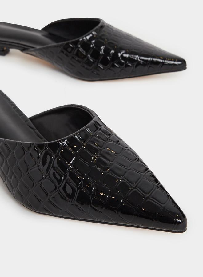 Styli Styli Textured Pointed Toe Slip-On Mules  - Image 4