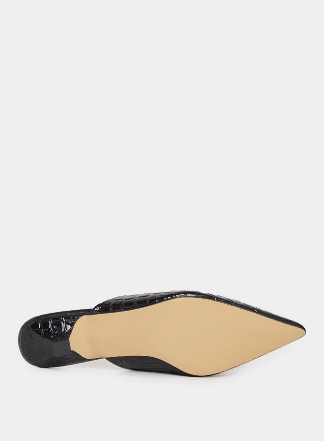 Styli Styli Textured Pointed Toe Slip-On Mules