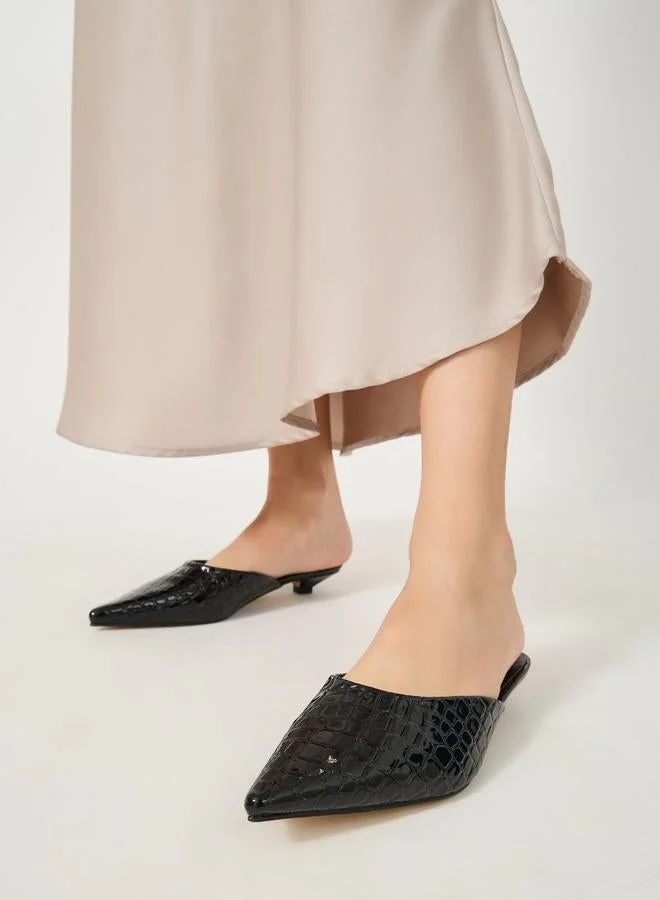 Styli Styli Textured Pointed Toe Slip-On Mules