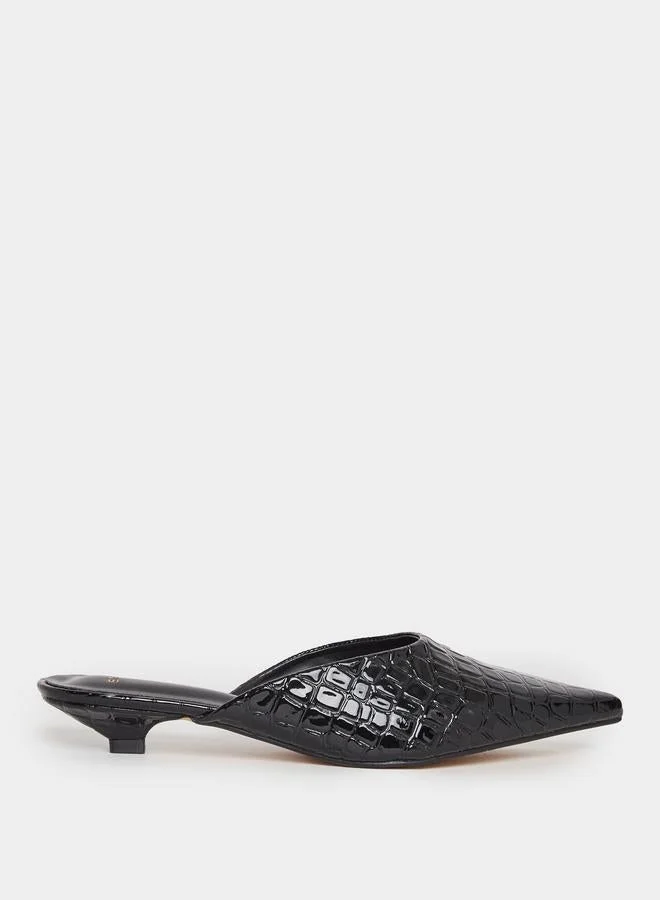 Styli Styli Textured Pointed Toe Slip-On Mules