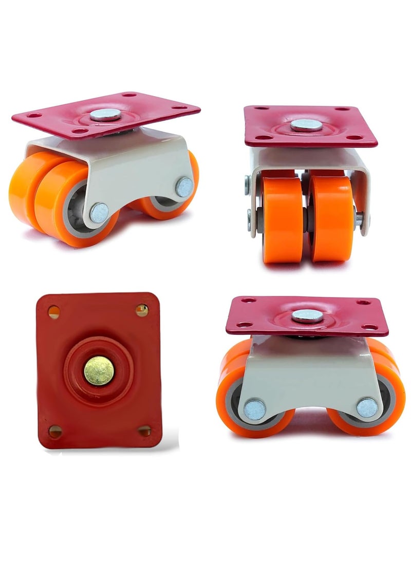 THOISEWELT THOISEWELT Heavy Duty Caster Wheels Roller Moving Castor Four Nylon Wheels for Furniture Kabat TableLuggage Trolley Industrial Plate Cartoon Transfer 375400Kg Load Capacity Orange 4 Piece  - Image 1