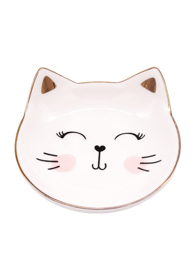 SOLARAE Ceramic Jewelry Dish, Ring Holder and decorative Trinket Tray for Bathroom, Nightstand, and Vanity (Kitten) - Image 1