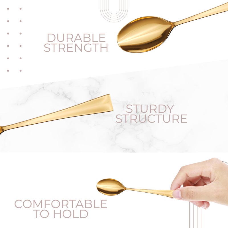 Exquisite ملاعق صغيرة للحلويات - عبوة كبيرة من 200 ملعقة ذهبية صغيرة للحلويات - ملاعق بلاستيكية قابلة للتصرف بطول 4 بوصات - مظهر حقيقي للأدوات الفضية - ملاعق ذهبية صغيرة قابلة للتصرف - خالية من BPA - آمنة للطعام - Image 4