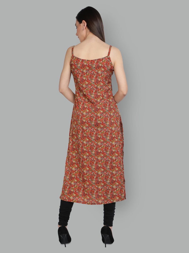 PATLANI Women's Cotton BLENED Sleeveless Printed Full Stitched Kurti.(k-199) Orange - Image 2