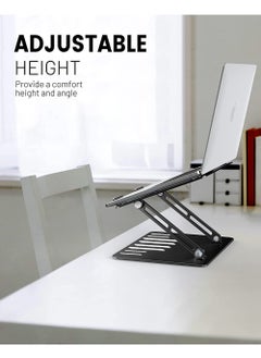 Rock Pow Foldable Laptop Stand for Desk Adjustable Height Ergonomic Computer Stand Aluminum Portable Laptop Stands Holder Riser for MacBook Air Pro All 10-16" Notebooks Laptops  - Image 2
