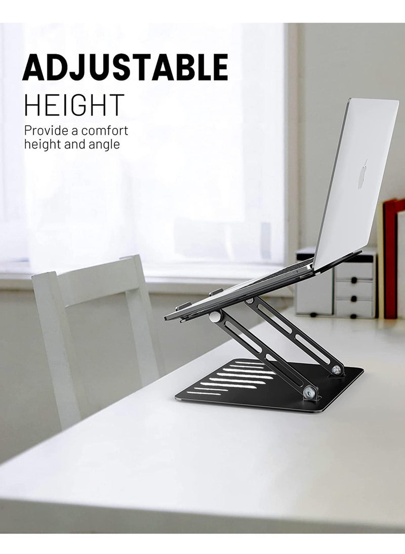 Rock Pow - Foldable Laptop Stand for Desk Adjustable Height Ergonomic Computer Stand Aluminum Portable Laptop Stands Holder Riser for MacBook Air Pro All 10-16" Notebooks Laptops - Image 1