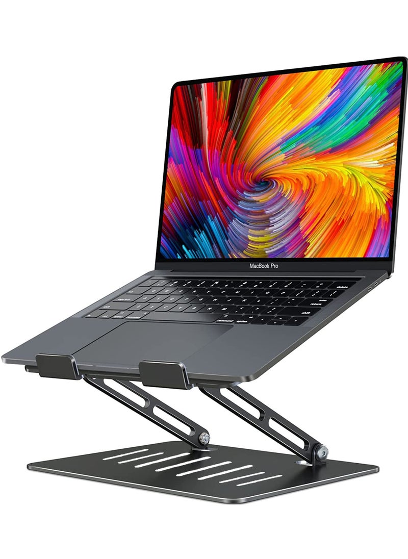 Rock Pow - Foldable Laptop Stand for Desk Adjustable Height Ergonomic Computer Stand Aluminum Portable Laptop Stands Holder Riser for MacBook Air Pro All 10-16" Notebooks Laptops - Image 1