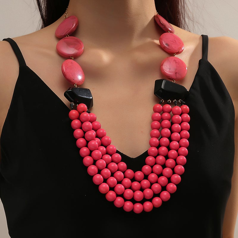 Colorful Vintage Handmade Multi-layer Beaded Bohemian Ethnic Fashion Exaggerated Womens Collar Earrings R collar (145) grams 