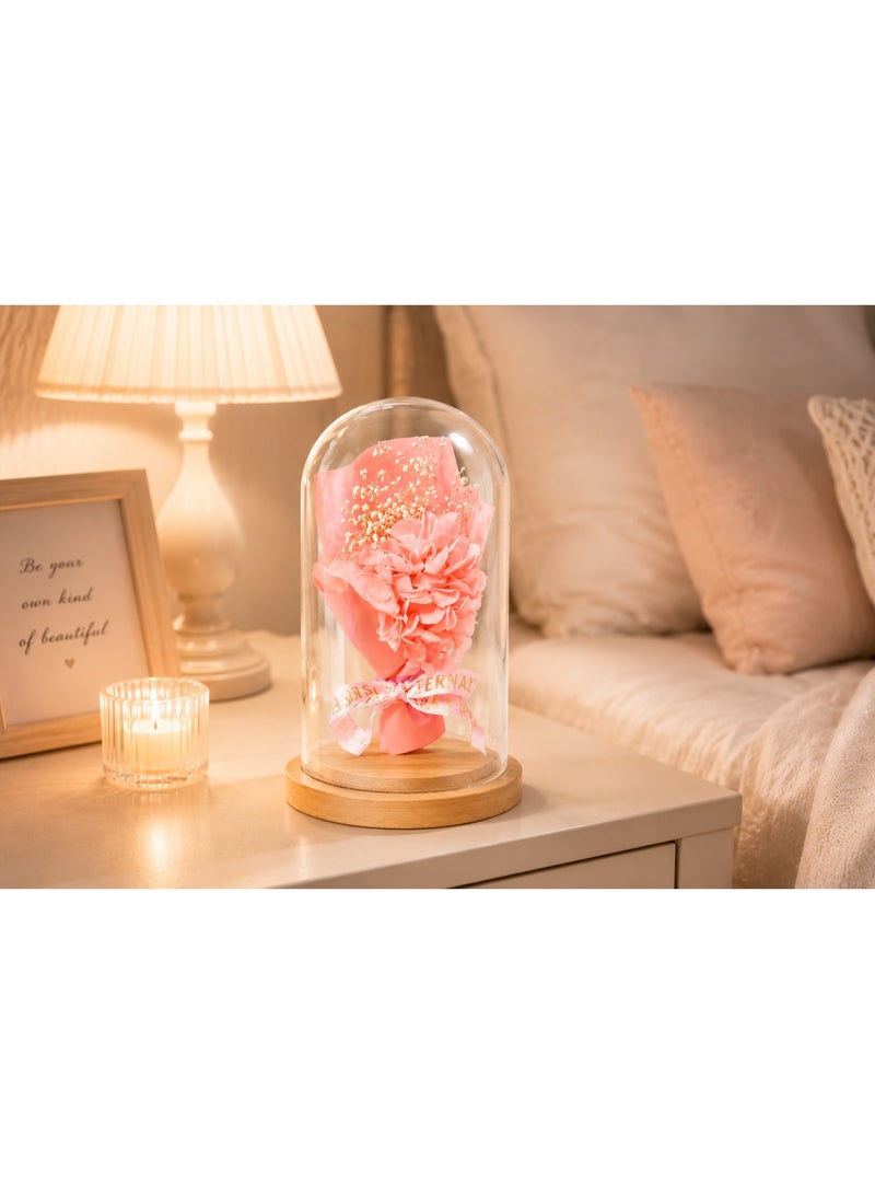 RAFAL Forever Pink Real Rose in Glass Dome with Wooden Base – Preserved Eternal Rose Lasts up to 2 Years, Luxury Table Decor for Home & Office, Premium Gifts for Women, Anniversary, Graduation & Birthday - Image 3