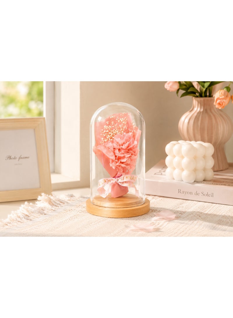 RAFAL Forever Pink Real Rose in Glass Dome with Wooden Base – Preserved Eternal Rose Lasts up to 2 Years, Luxury Table Decor for Home & Office, Premium Gifts for Women, Anniversary, Graduation & Birthday - Image 2