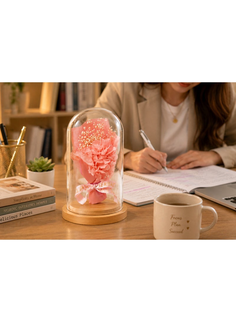 RAFAL Forever Pink Real Rose in Glass Dome with Wooden Base – Preserved Eternal Rose Lasts up to 2 Years, Luxury Table Decor for Home & Office, Premium Gifts for Women, Anniversary, Graduation & Birthday - Image 5