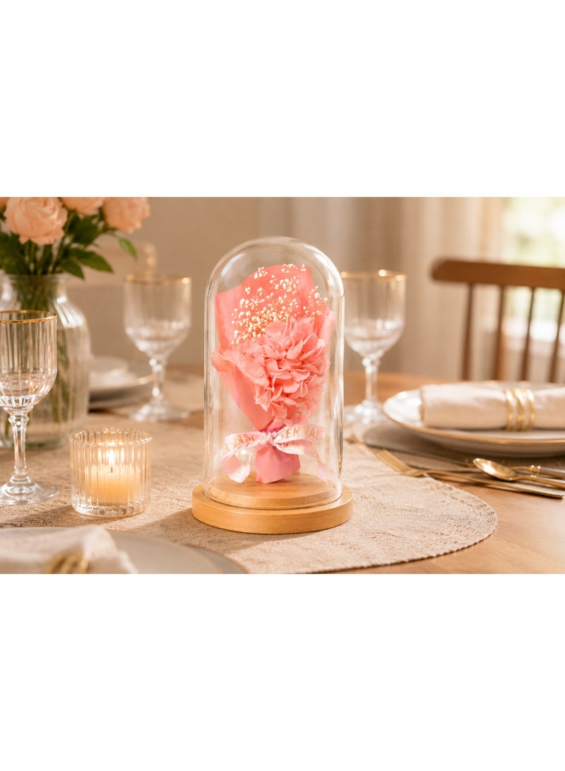 RAFAL Forever Pink Real Rose in Glass Dome with Wooden Base – Preserved Eternal Rose Lasts up to 2 Years, Luxury Table Decor for Home & Office, Premium Gifts for Women, Anniversary, Graduation & Birthday - Image 4