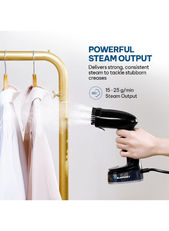 Blaupunkt 1600W Handheld Garment Steamer for Clothes |Portable Clothes Steamer with 15–25g/min Steam Output |Vertical & Horizontal Use, Stainless Steel Steam Head, 3m Power Cord 0.15 kg 1600 W GHS216 black - Image 4