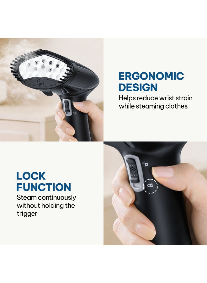 Blaupunkt 1600W Handheld Garment Steamer for Clothes |Portable Clothes Steamer with 15–25g/min Steam Output |Vertical & Horizontal Use, Stainless Steel Steam Head, 3m Power Cord 0.15 kg 1600 W GHS216 black - Image 5