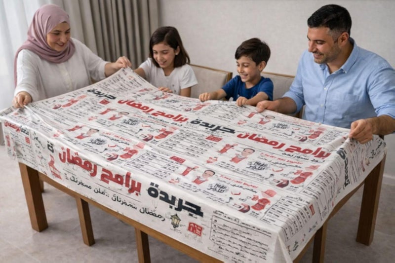 Table Roll â€“ Disposable Plastic Tablecloth with Newspaper Print, Easy to Cut and Install, Perfect for Dining, Parties, and Festive Gatherings (One pack)