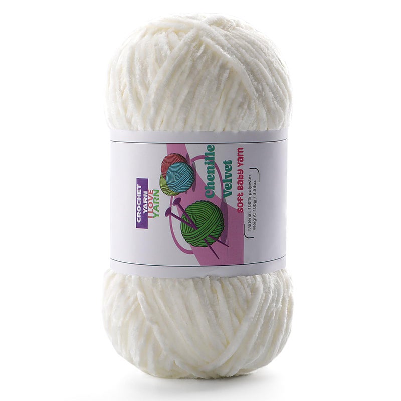 DAERBOF Plush Chunky Chenille Yarn Fluffy Velvet Yarn for Crocheting Soft Thick Bulky Yarn for Knitting and Making Clothes Hats Scarves Blankets Cushions 35oz 1968yds Each Cream White - Image 3