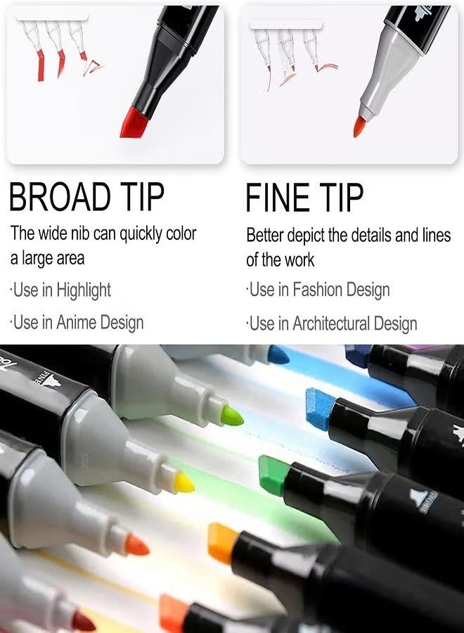 Touch 168-Color Dual Tip Alcohol Markers – Quick-Dry Permanent Marker Set - Image 2