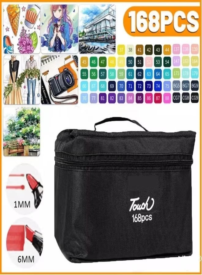 Touch 168-Color Dual Tip Alcohol Markers – Quick-Dry Permanent Marker Set - Image 3