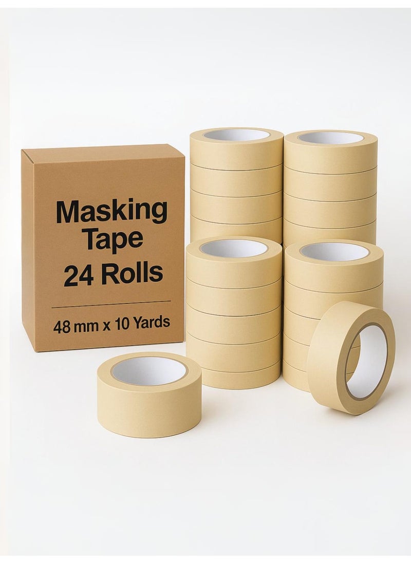 Generic Masking Tape - 24 Rolls | 48mm x 10 Yards Durable Multi-Purpose Tape for Painting, Crafting, Labeling, and Home Improvement  - Image 1