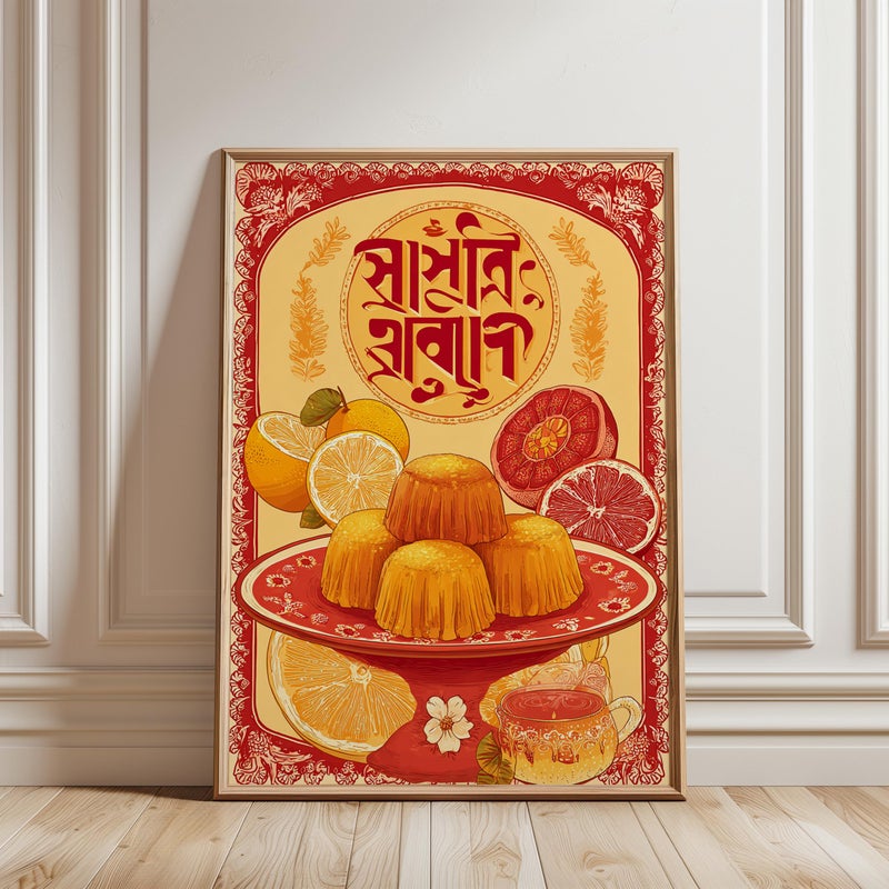 TNESSENTIAL Bangladeshi Dessert Print, Traditional Food Illustration Poster - Image 1