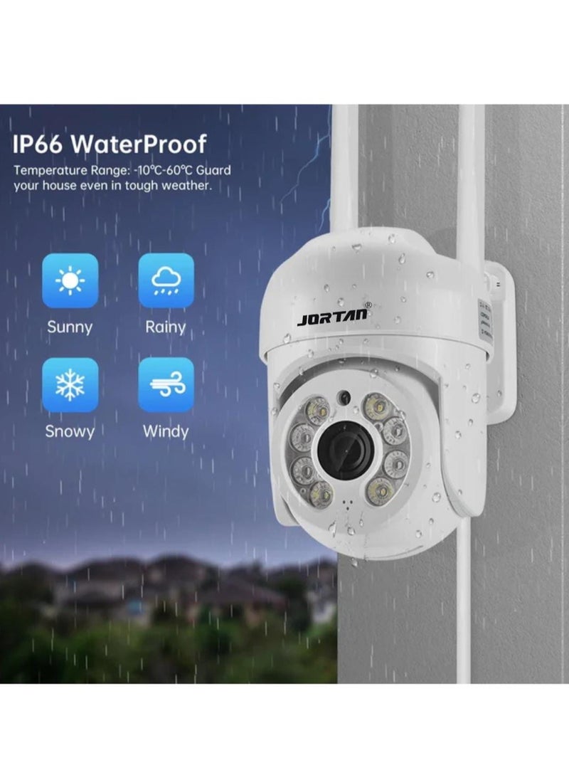 JORTAN - Jortan 1080P Indoor Outdoor Wi-Fi Security Camera, Night Vision, 2 way Talking, Motion Detection, IP66 Water and Dustproof, PTZ Control - Image 1