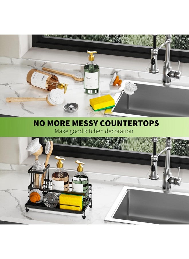 Cisily Large Capacity Kitchen Sink Caddy Organizer, Rustproof Non-Slip Sponge Holder With Dish Brush Holder Organizer, Kitchen Organization and Storage, Essentials Accessories for Countertop - Image 5
