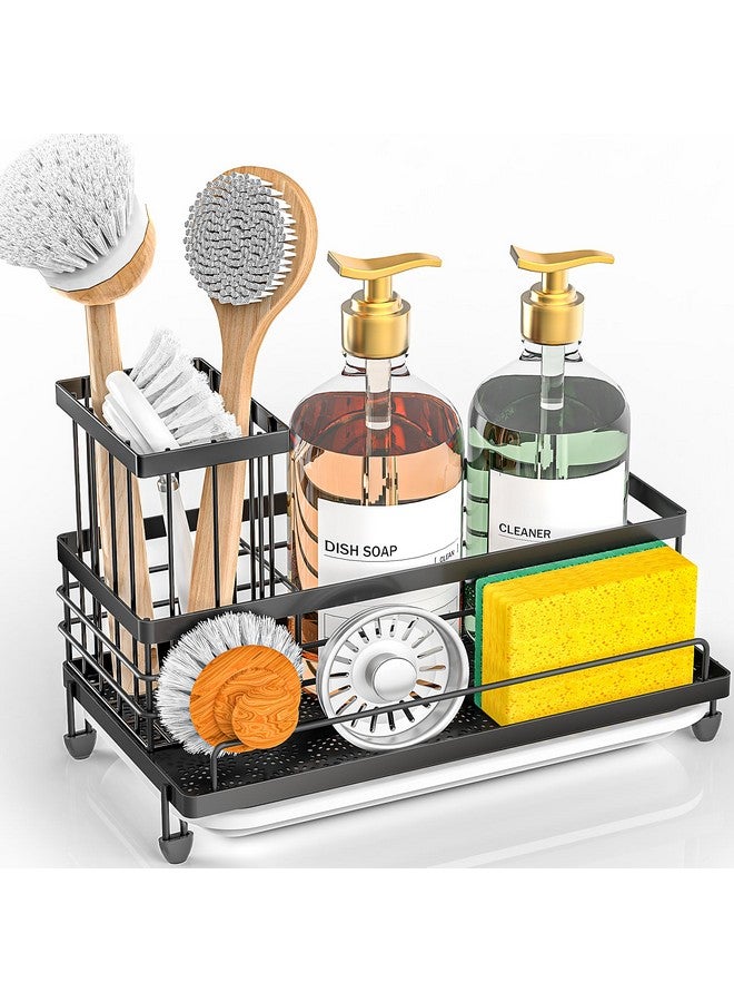 Cisily Large Capacity Kitchen Sink Caddy Organizer, Rustproof Non-Slip Sponge Holder With Dish Brush Holder Organizer, Kitchen Organization and Storage, Essentials Accessories for Countertop - Image 1