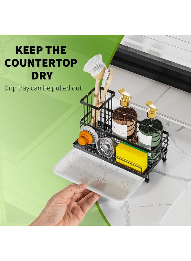 Cisily Large Capacity Kitchen Sink Caddy Organizer, Rustproof Non-Slip Sponge Holder With Dish Brush Holder Organizer, Kitchen Organization and Storage, Essentials Accessories for Countertop - Image 4