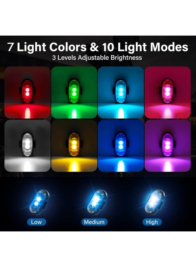 Wireless LED Lights for Car 4PCS with Remote Control, Wireless LED Strobe Lights 7 Colors USB Charge IP65 Waterproof Anti-Collision for Car Motorcycle Drone RC Aircraft Bike (4) - Image 3