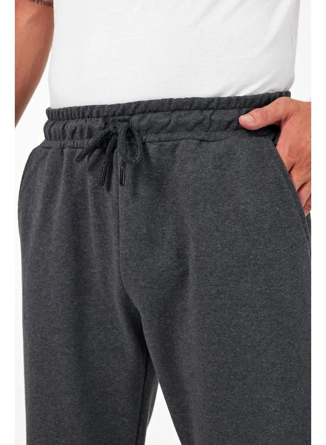 mmetalic Thick Anthracite Men's Jogger Sweatpants with Back Pockets, Elastic Cuffs, Regular Fit, Unbrushed.