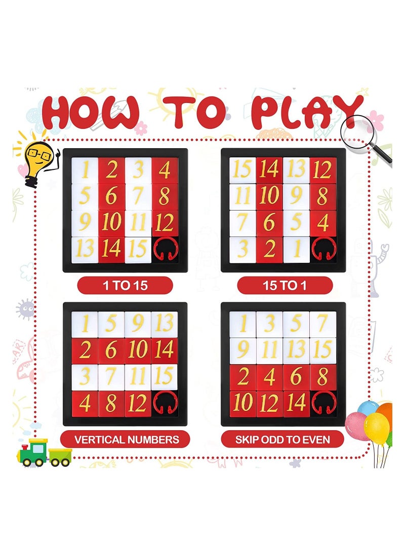 SYOSI Number Slide Puzzles, 15 Puzzle Slide Game Number Slide Brain Teaser, IQ Educational Learning Tool, Number Learning Educational Toys for Party Favor, 2.6 x 2.6 Inch, 12 Pcs