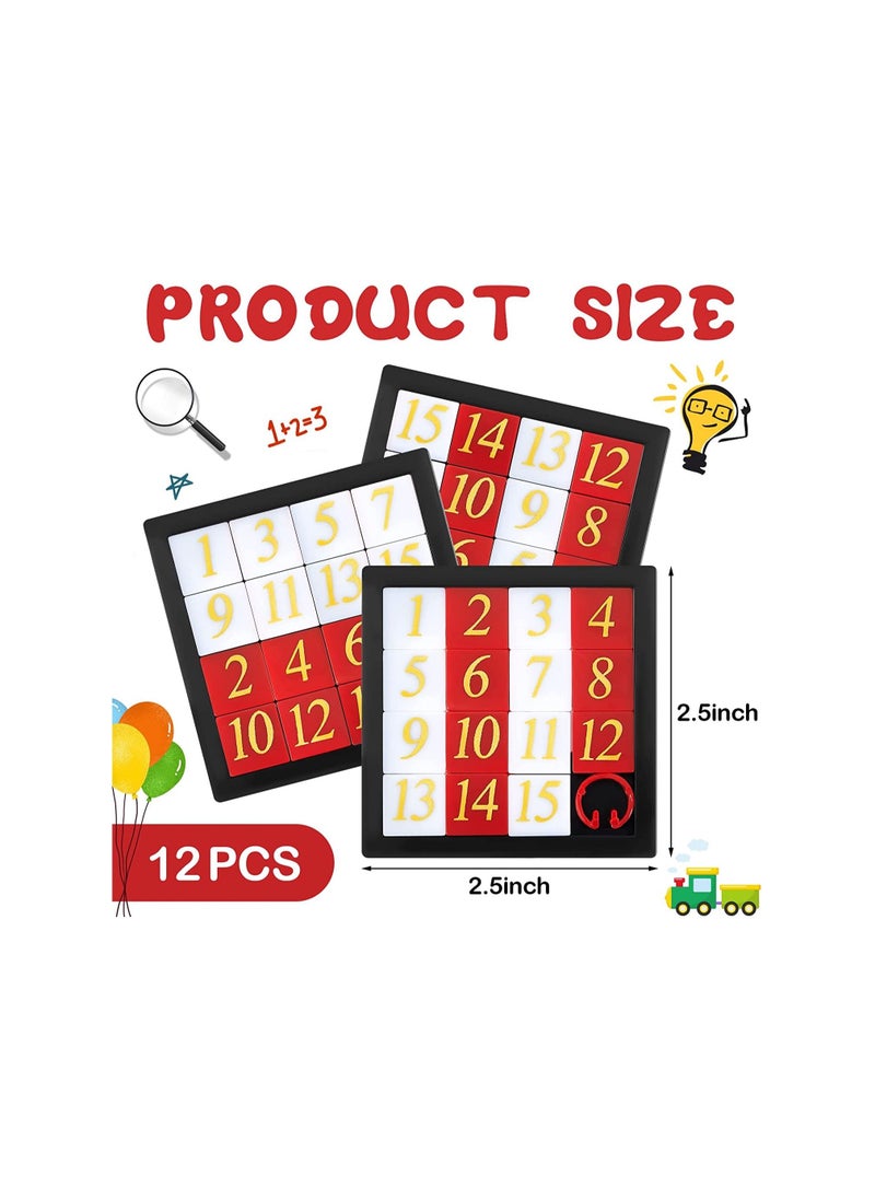 SYOSI Number Slide Puzzles, 15 Puzzle Slide Game Number Slide Brain Teaser, IQ Educational Learning Tool, Number Learning Educational Toys for Party Favor, 2.6 x 2.6 Inch, 12 Pcs