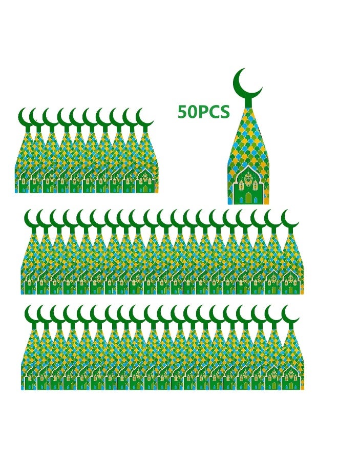 علبة كرتونية لتغليف الحلوى تحتوي على 50 قطعة لمناسبات العيد ورمضان كريم كتذكار للحفلات - Image 1